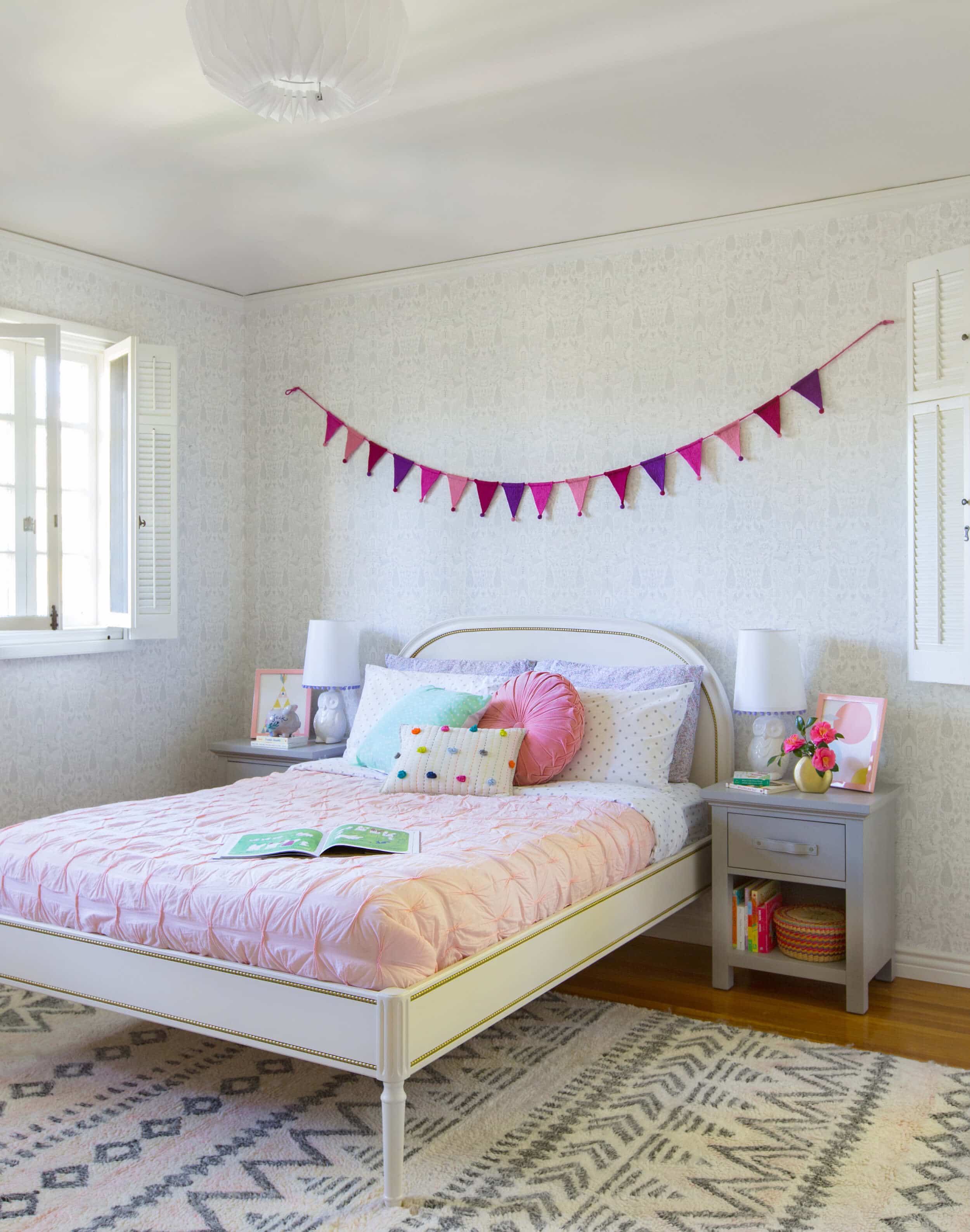 Emily Henderson Full Design Little Girls Room Pink Grey Playful Pictures 4